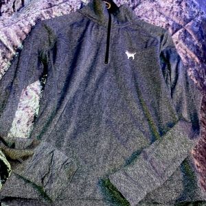 grey zip- neck active wear top